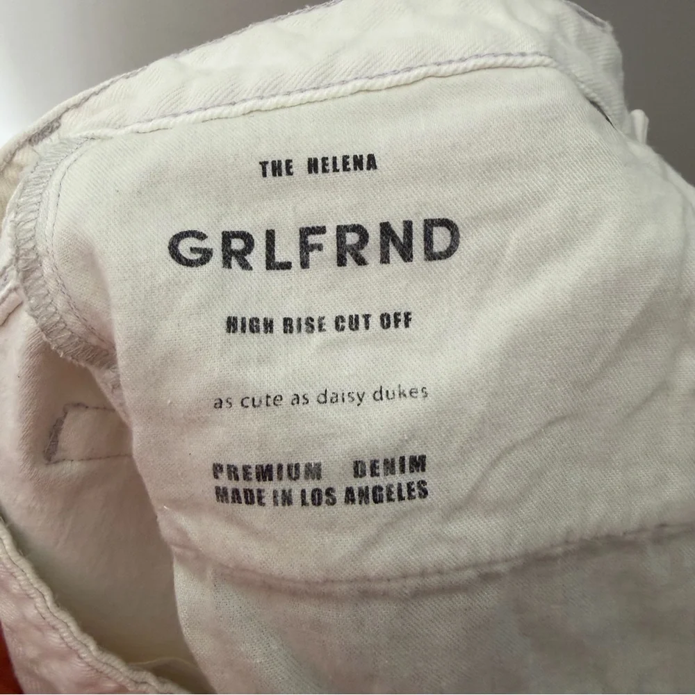 NEW $165 GRLFRND The Helena High Rise Cut Off White Denim Jean Shorts 350